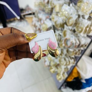 Pink drop earrings