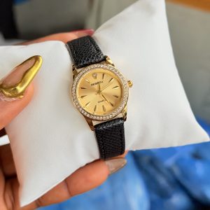 Rebirth gold face leather watch