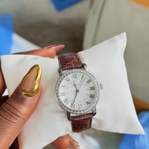Rebirth silver  brown leather strap with box