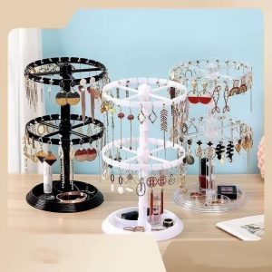 Black circular earrings stand