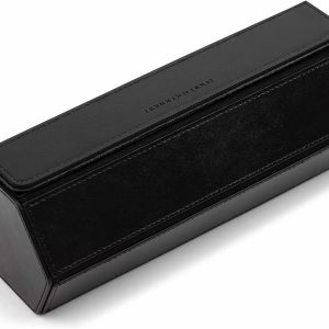 Engraved Luxury Black leather 3 slot watch box