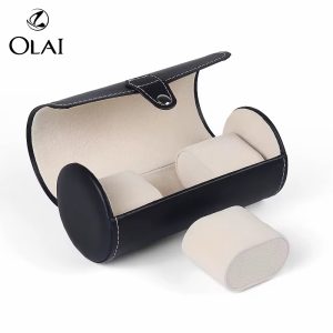 Black leather 3 in 1 slot watch box