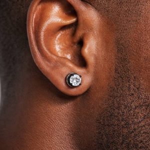 Magnetic big male white earrings