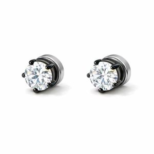 Magnetic small male white earrings