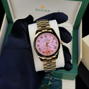 Roman gold pink face male  Rolex watch