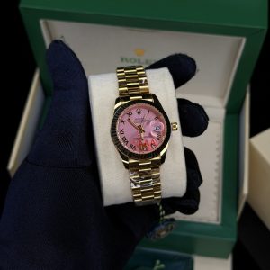 Roman gold pink face female Rolix watch