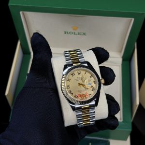Roman two toned gold face male Rolex watch