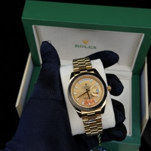 Stoned Gold male Rolix watch (day and date)