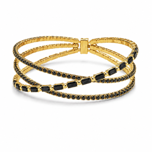 Gold black crossed bracelet