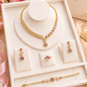 Pink gold zirconia set