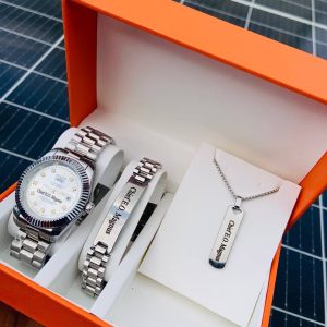 Engraved silver Rolix combo with exact box
