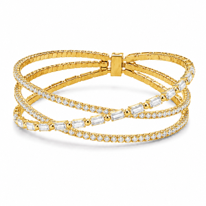 Gold white crossed bracelet