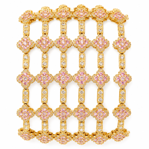 Vca crystal pink bracelet gold