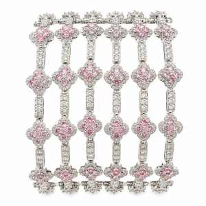 Vca pink crystal bracelet silver