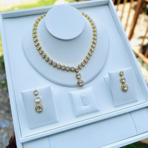 Oval zirconia white gold set