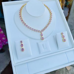 Oval zirconia pink set