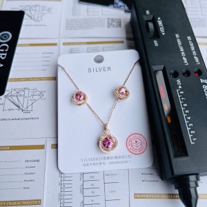 Moissanite necklace set 022