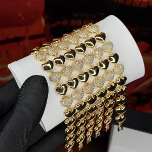Rq gold half stoned heart bracelet