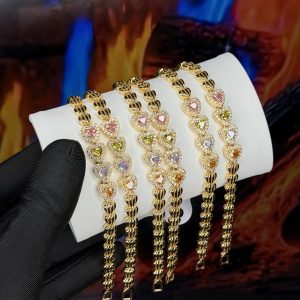 Rq gold half heart stoned bracelet