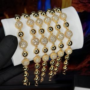 Rq gold circle stoned bracelet