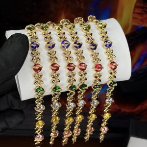 Rq gold multi colored X bracelet