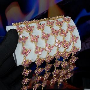 Rq gold pink butterfly bracelet