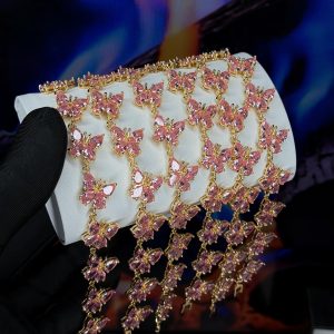 Rq gold pink butterfly bracelet