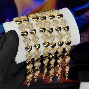 Rq gold mixed heart bracelet