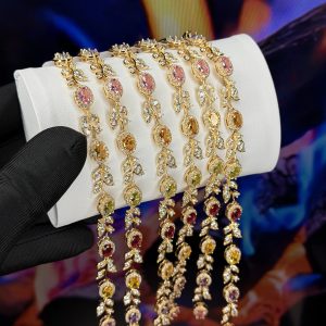 Rq gold oval multi colored bracelet