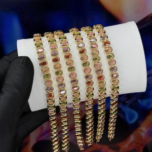 Rq gold oval multi colored bracelet