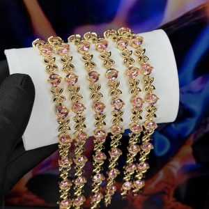 Rq gold pink stoned bracelet