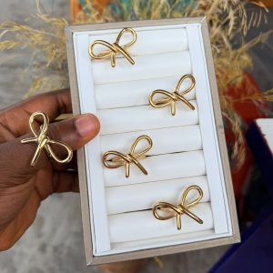 Bow tie Steel gold  ring size 8