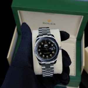 Presidential silver black rolix watch
