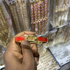 Red CD steel bracelet
