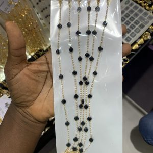 Gold black pearl anklet