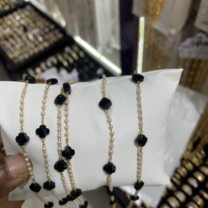 Gold black pearl anklet