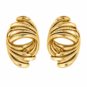 Gold delicate swan curve earrings 001