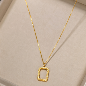 Gold steel square female necklace 003