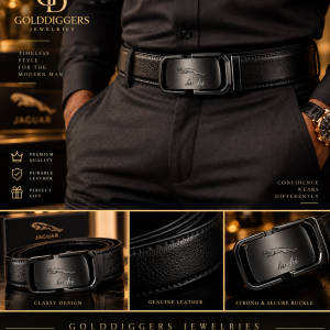 Black jaguar face Engraved belt boxed