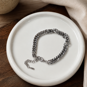 Silver steel bracelet