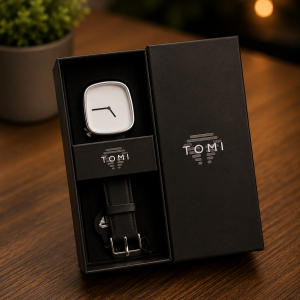 Tomi black strap white face 038