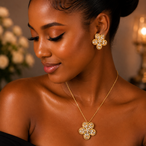 Steel necklace earring set 020