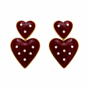 Whine stone double love earring 002