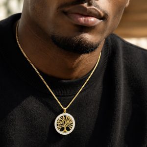 White steel male necklace
