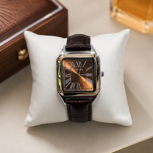 Brown leather silver brown face Cartier 005