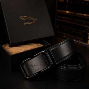 Black jaguar face Engraved belt boxed