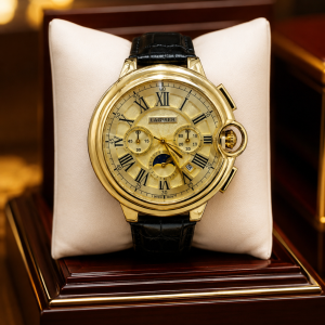 Black circle Cartier leather gold face 008