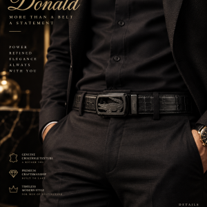 Black crocodile engraved belt comes boxed