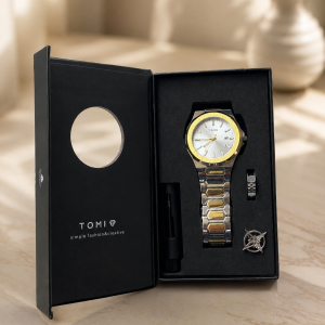 Two toned white face watch 028