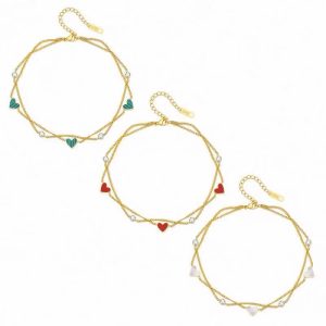 White steel heart anklet